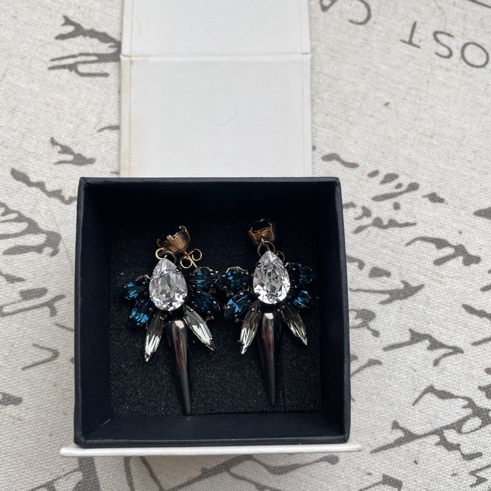 Elegant Silver and Blue Crystal Earrings